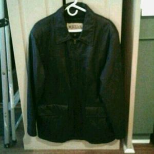 Vintage black leather coat